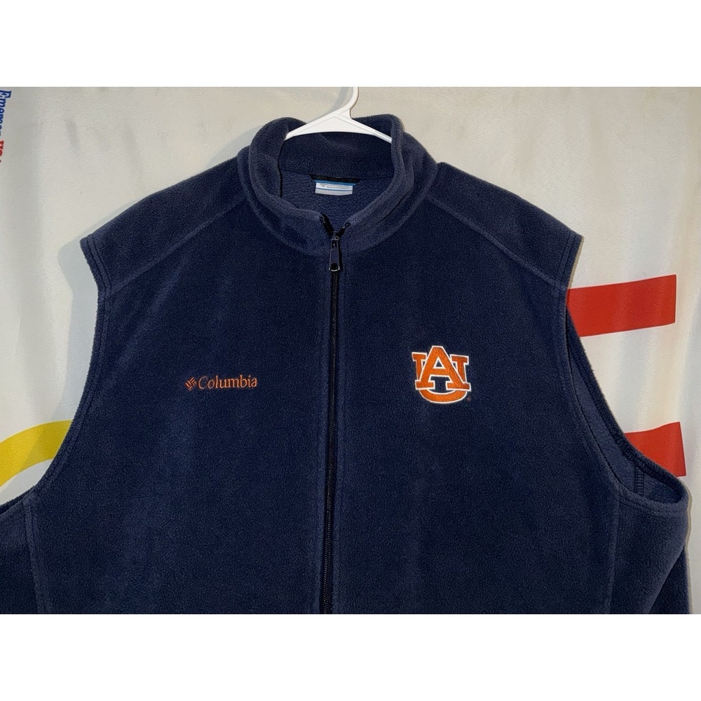 Columbia Auburn Tigers Fleece Vest Mens XL Full Zip Football - Picture 2 of 5